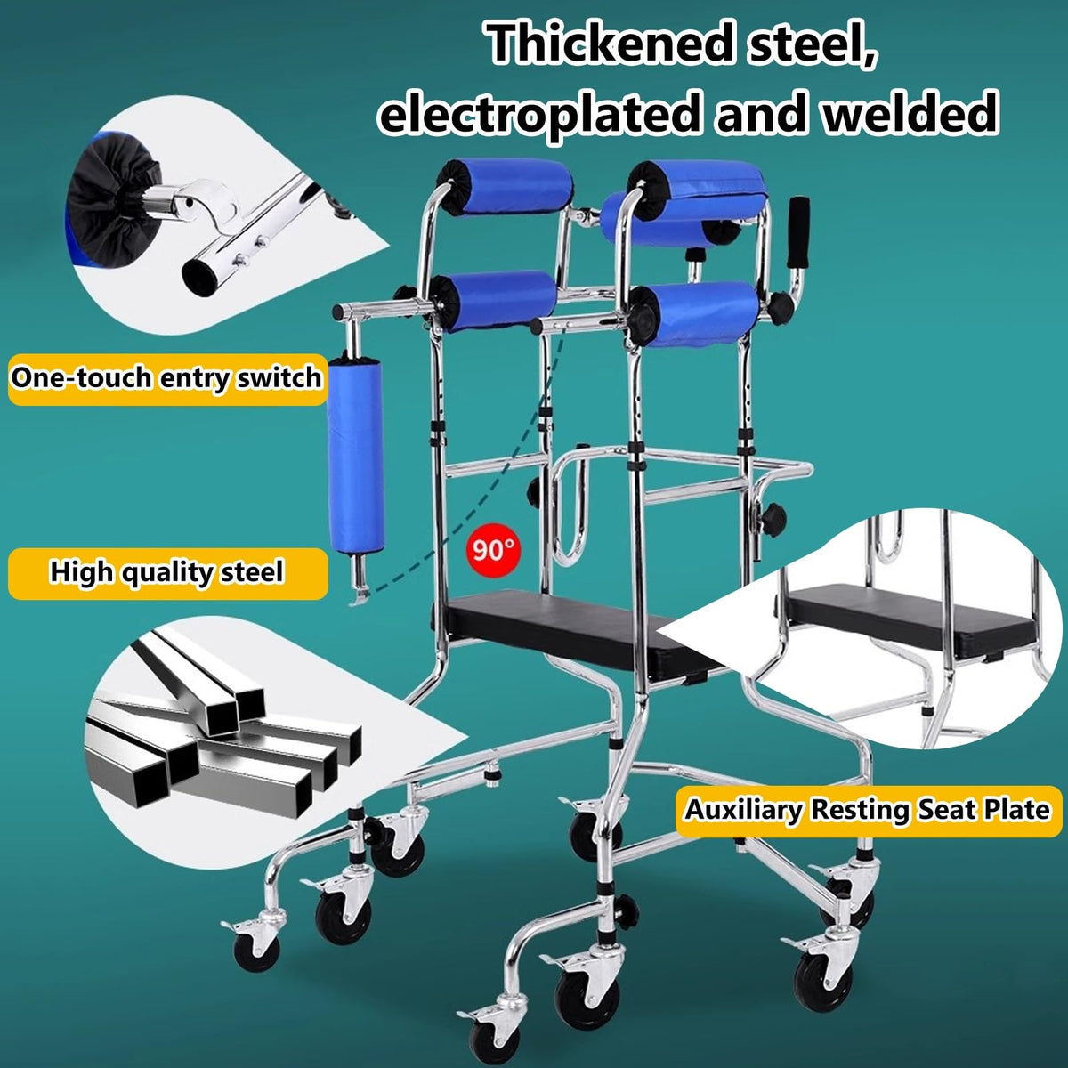 Foldable Adult Walker with 8 Wheels and Seat N933