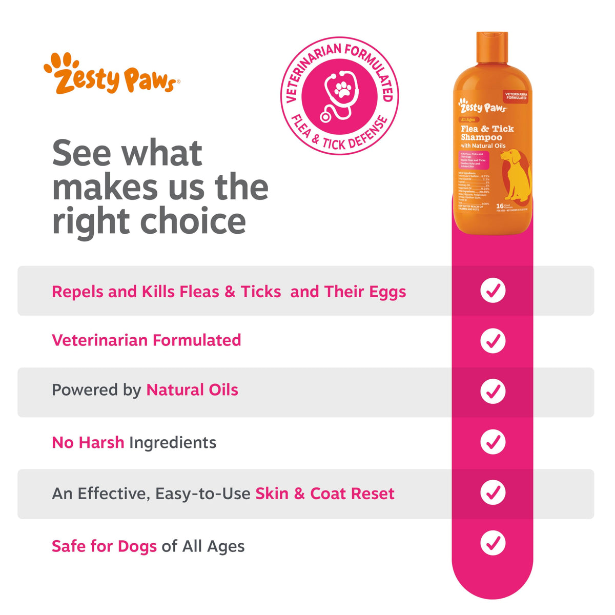 Flea and Tick Shampoo for Dogs 16oz M40255
