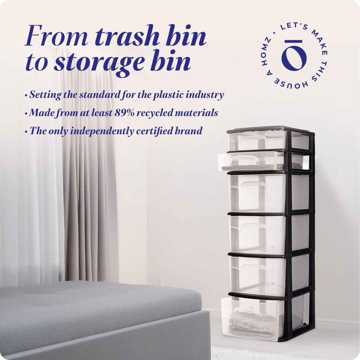 6-Tier Black Storage Drawer Tower Z69083