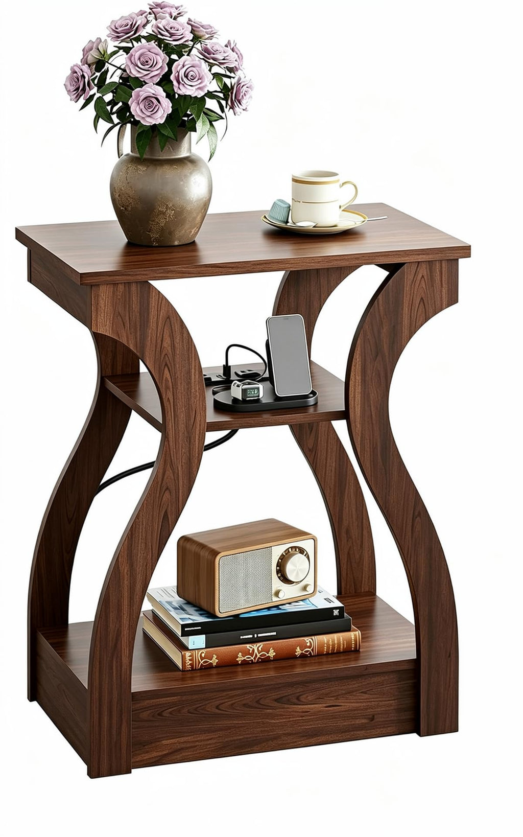 Brown End Tables Set of 2 with Charging Station A320709