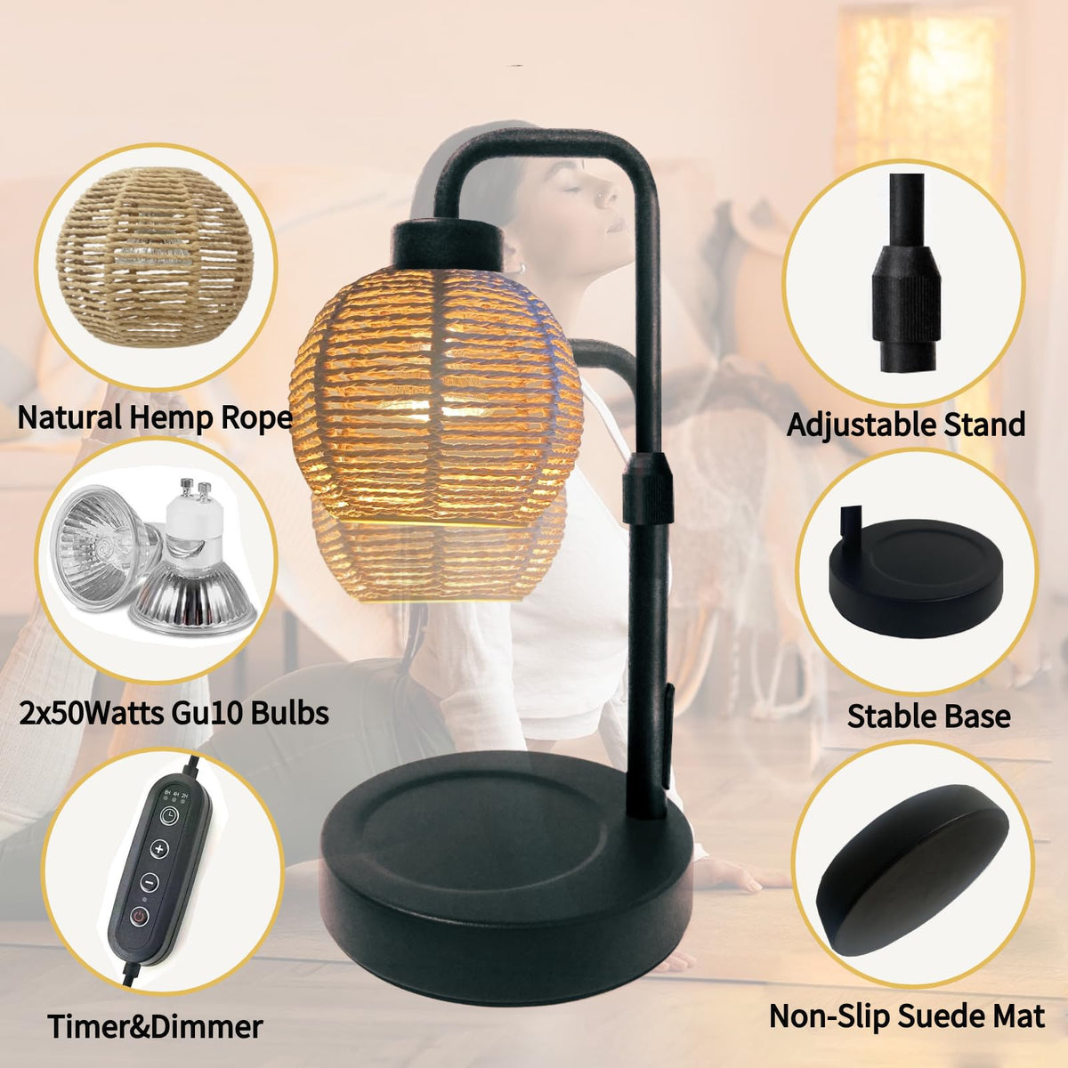 Electric Candle Warmer Lamp with Timer, Adjustable Dimmable D74032