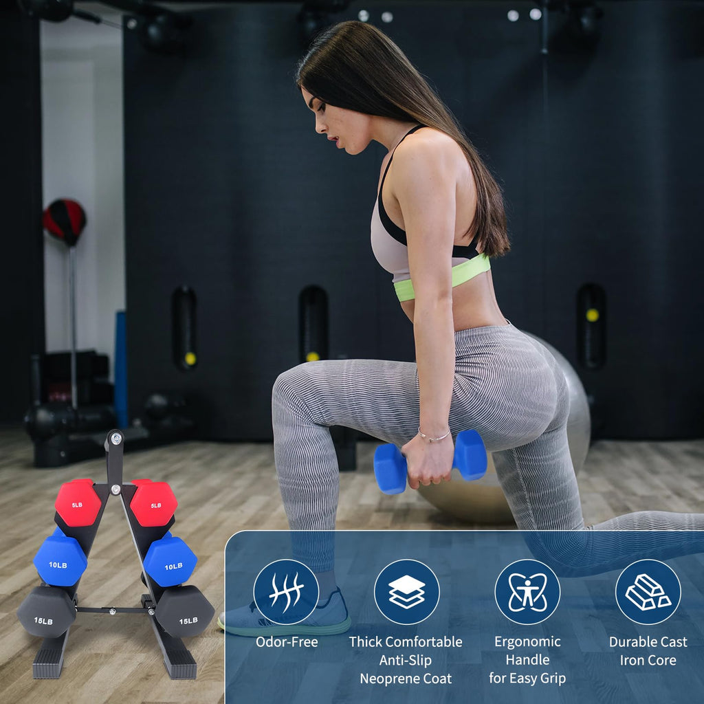 PVC Coated Hexagon Dumbbells Set D70799