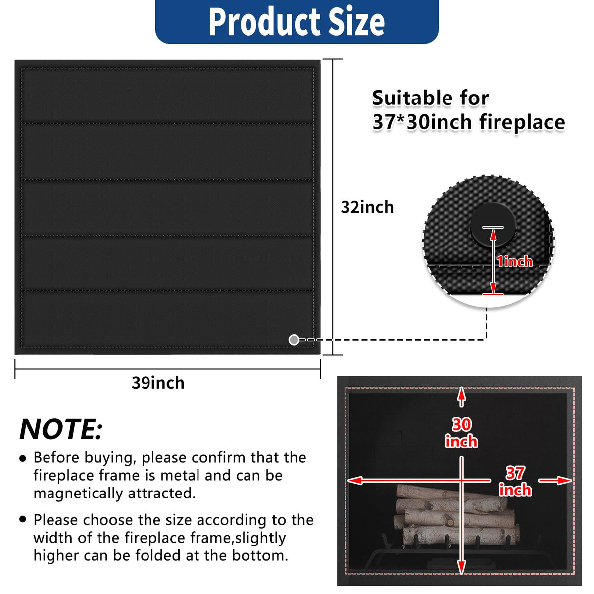 Magnetic Fireplace Blocker Blanket A5076
