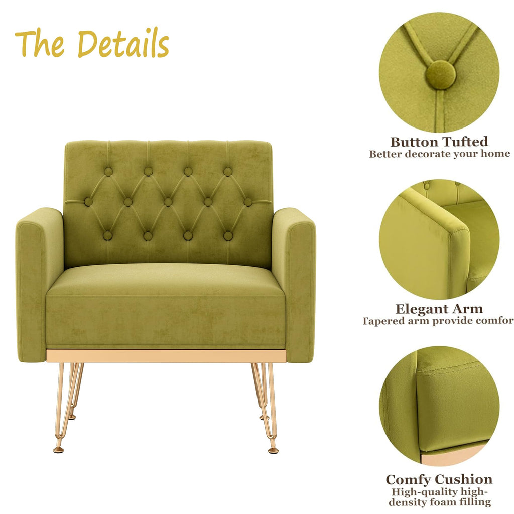 Green Velvet Accent Chair with Arm N58419