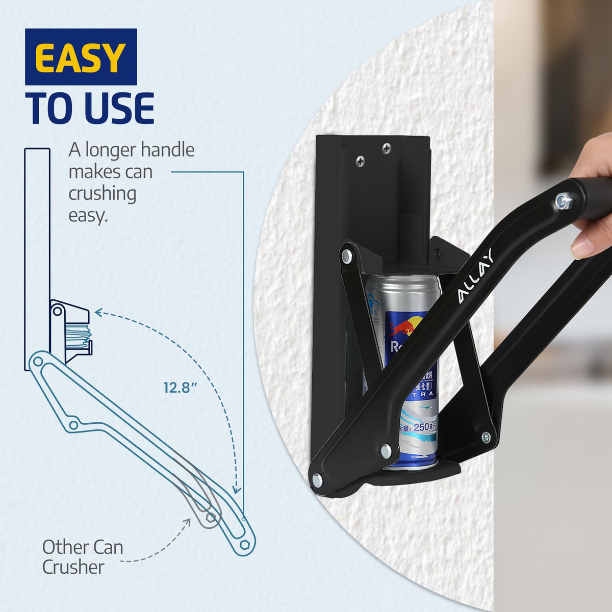 16oz Wall Mounted Can Crusher with Built-In Bottle Opener L624