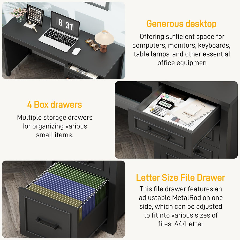 Black Executive Desk with File Drawer X775