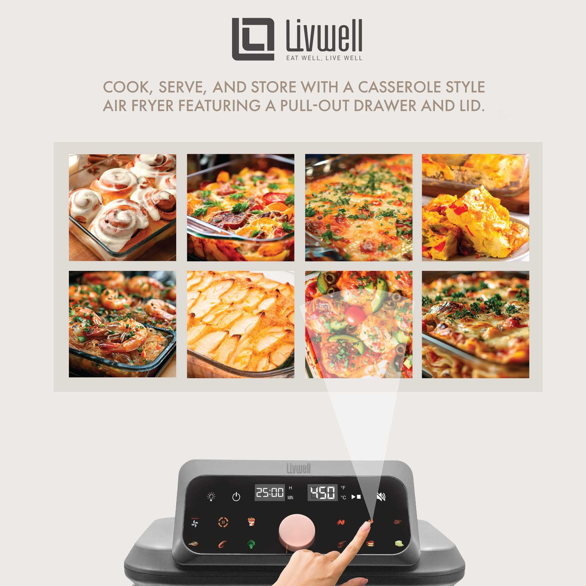 6-Quart Glass Air Fryer with Touch Screen & Drawer A931055