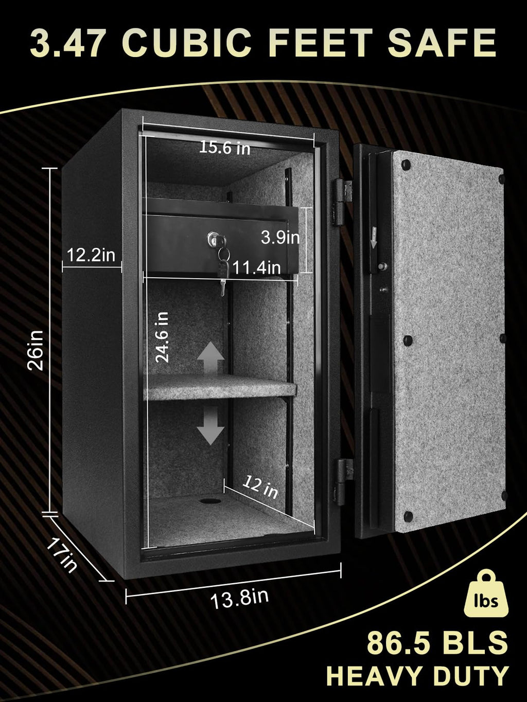 Fireproof Safe Box with Drawer, 3.47 Cu Ft Y50463