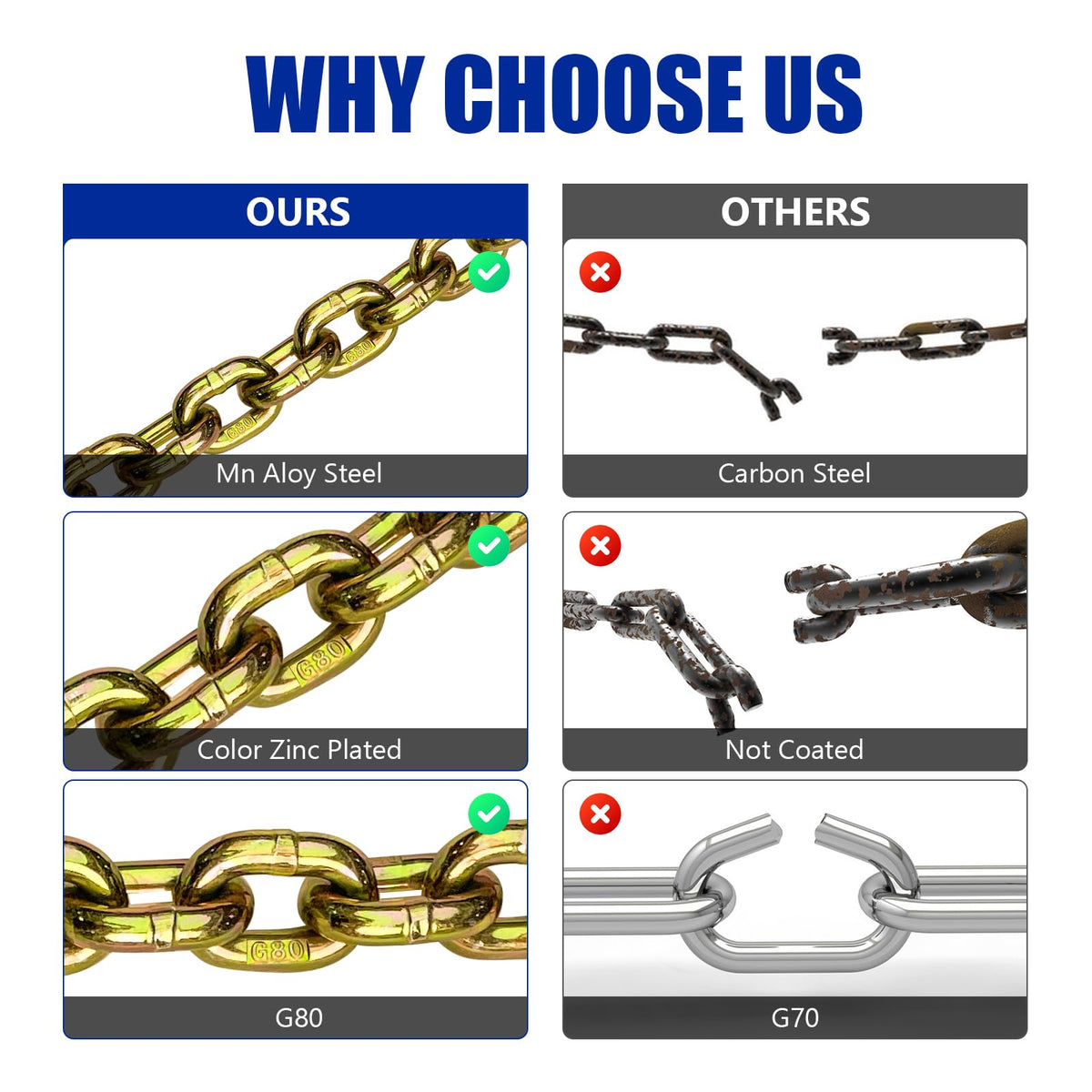 3/8 Chain Trailer Chains with Hooks Grade 80 L514540