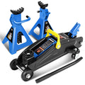 Low Profile Hydraulic Trolley Floor Jack with 2 Ratchet Jack Stands, 2 Ton Capacity, Blue L78748