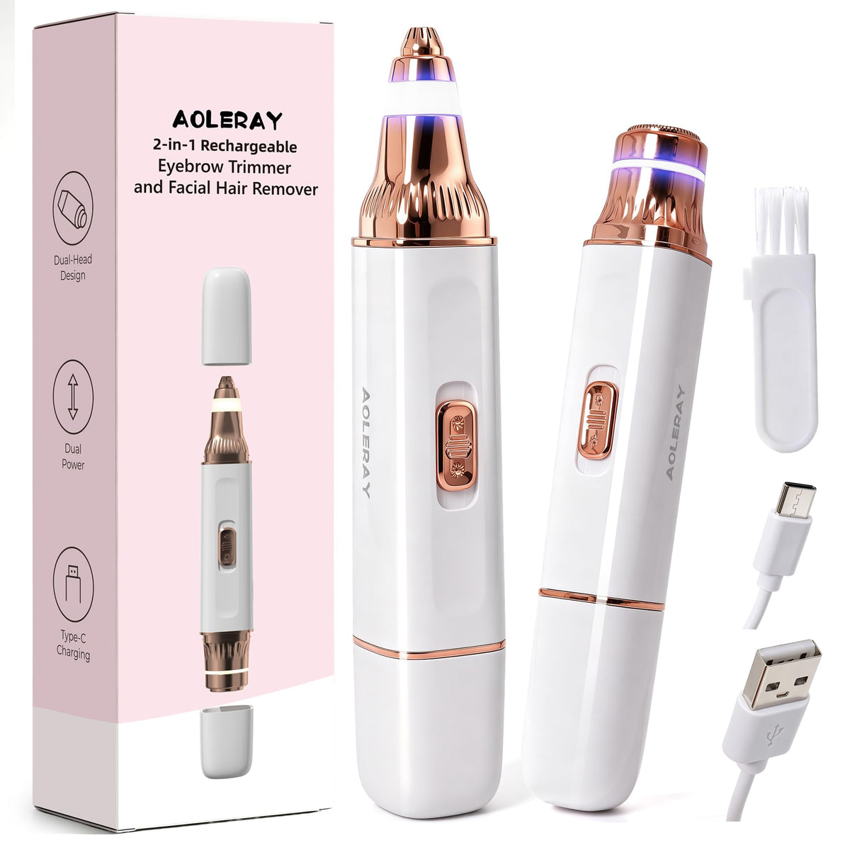 2-in-1 Eyebrow Trimmer & Facial Hair Remover U223