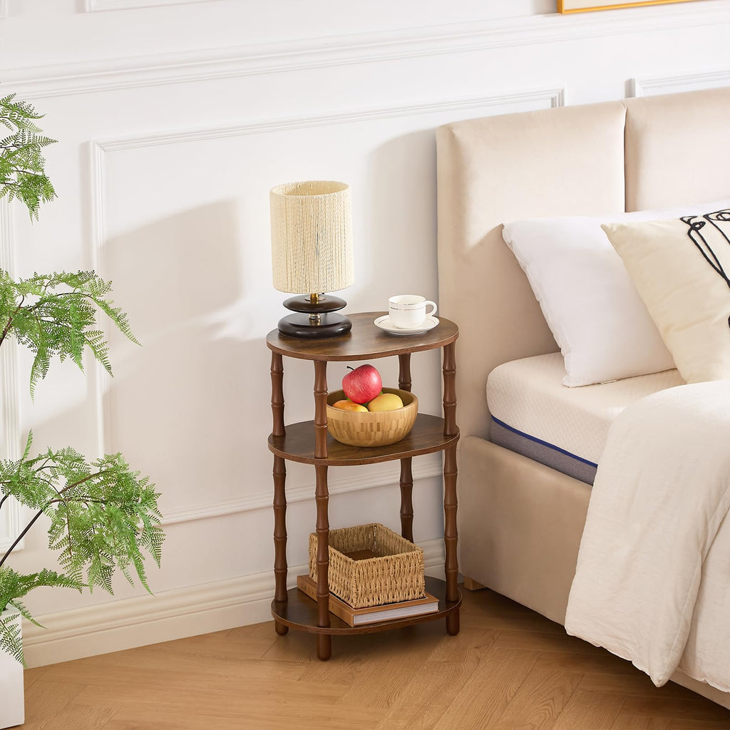 Brown 3-Tier Oval Side Table J586