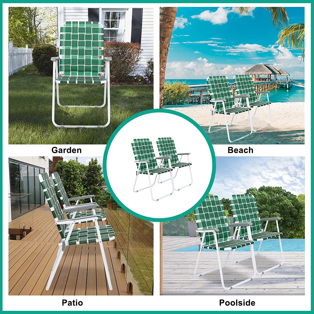 Dark Green Set of 2 Webbed Folding Chairs B173