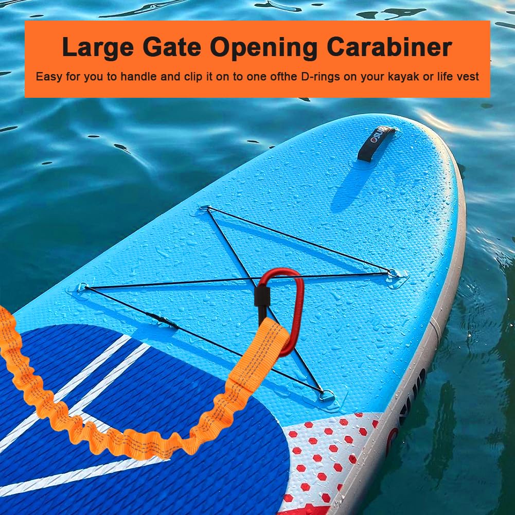 2-Pack Kayak Paddle Leash, 5-7 FT Stretchable Coiled Lanyard with Carabiner M8738