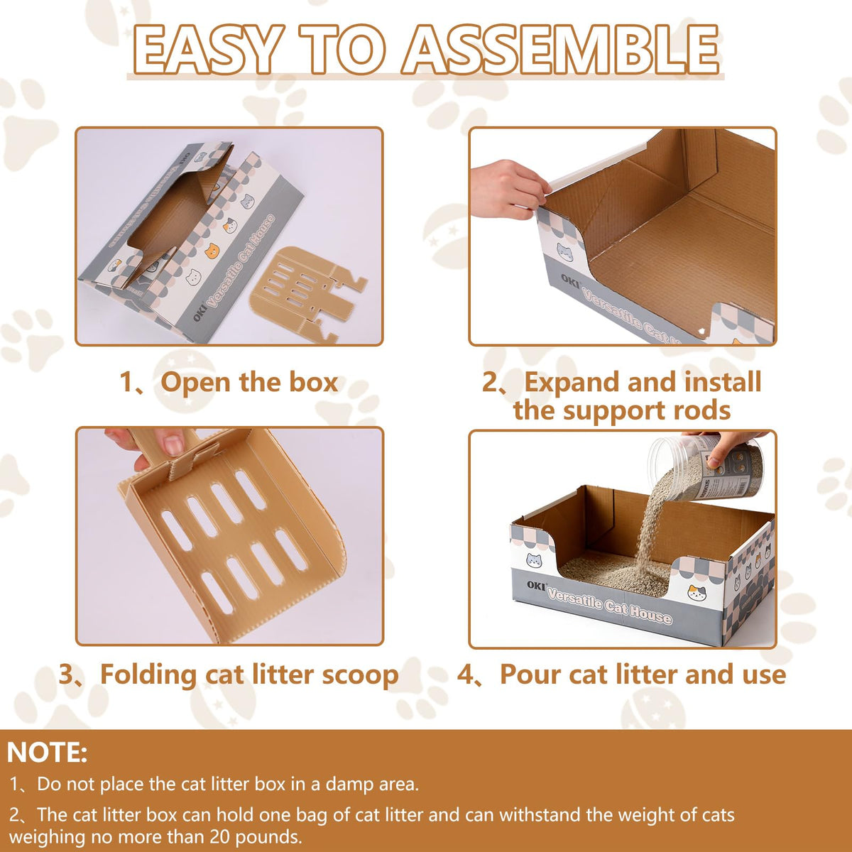 3-Pack Disposable Cat Litter Box with Scoop K402