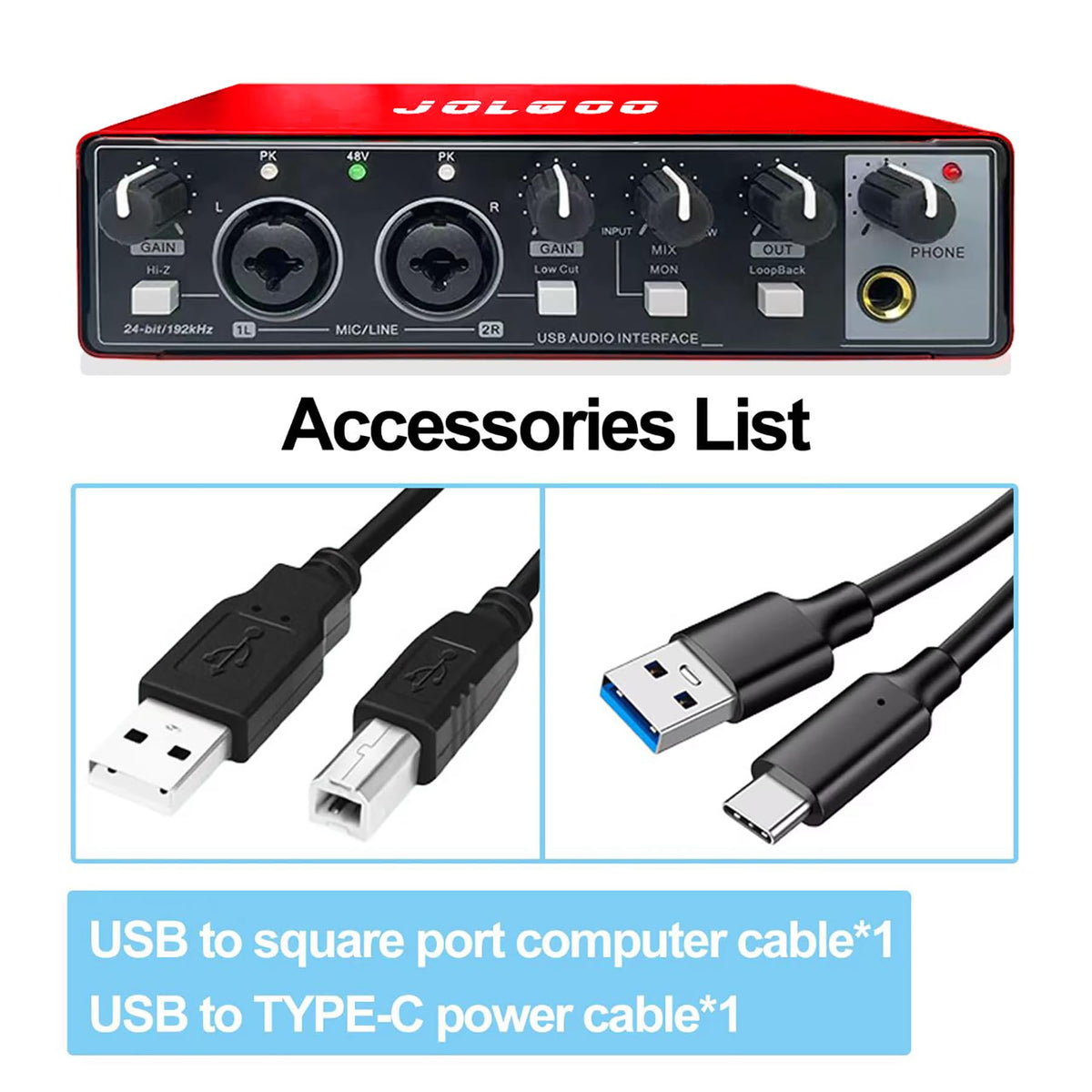 USB Audio Interface, Red 24-Bit/192kHz I2188