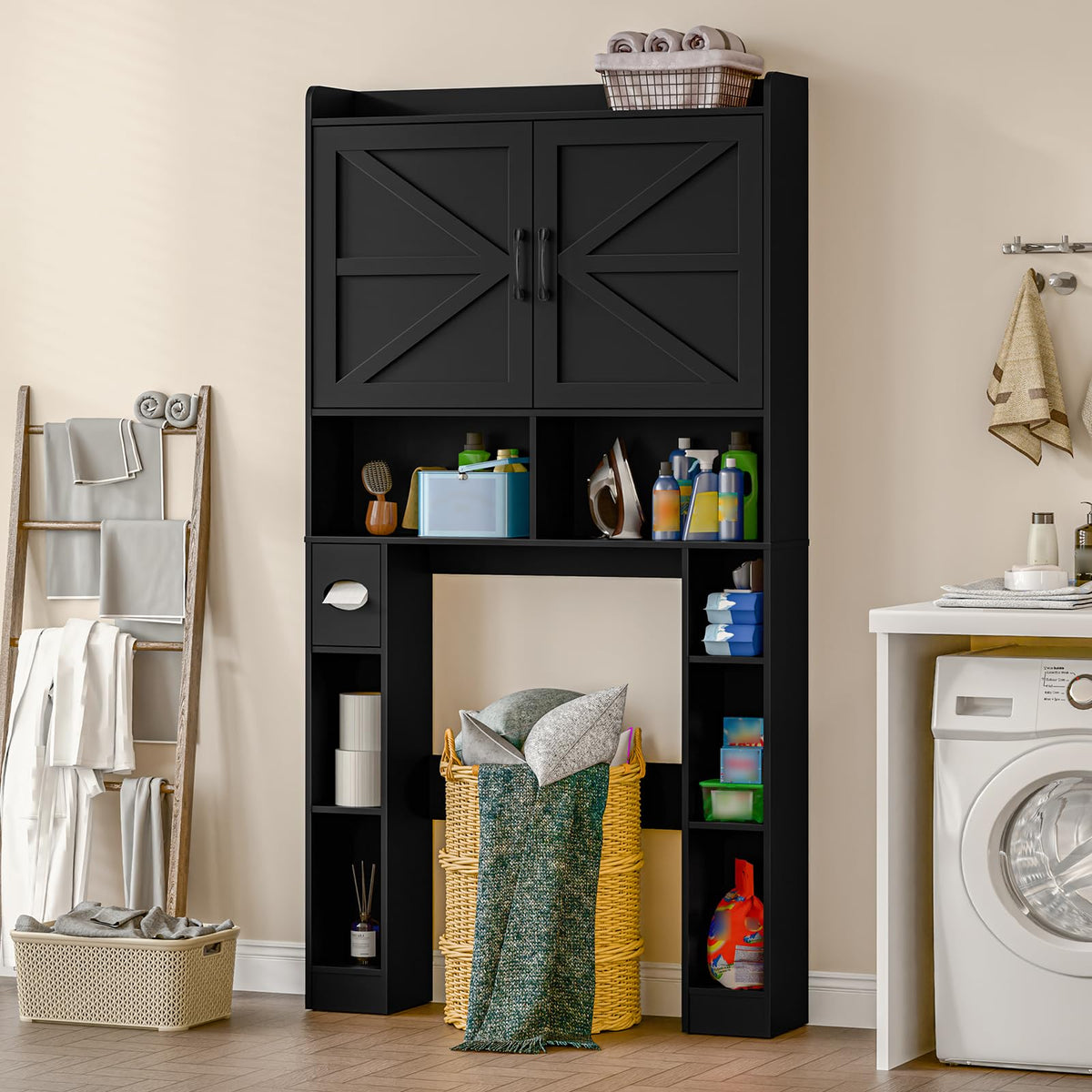 Over The Toilet Storage Cabinet with Barn Doors N204