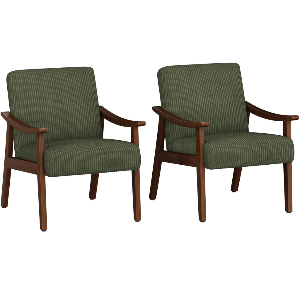 Dark Green Corduroy Accent Chairs Set of 2 T795283