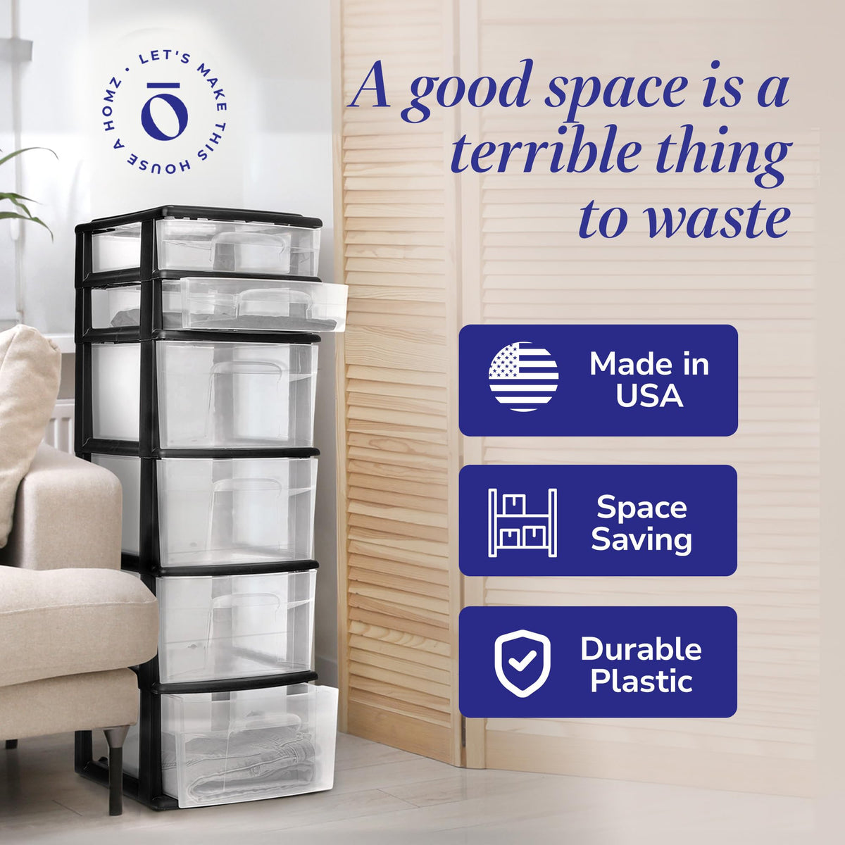 6-Tier Black Storage Drawer Tower Z69083