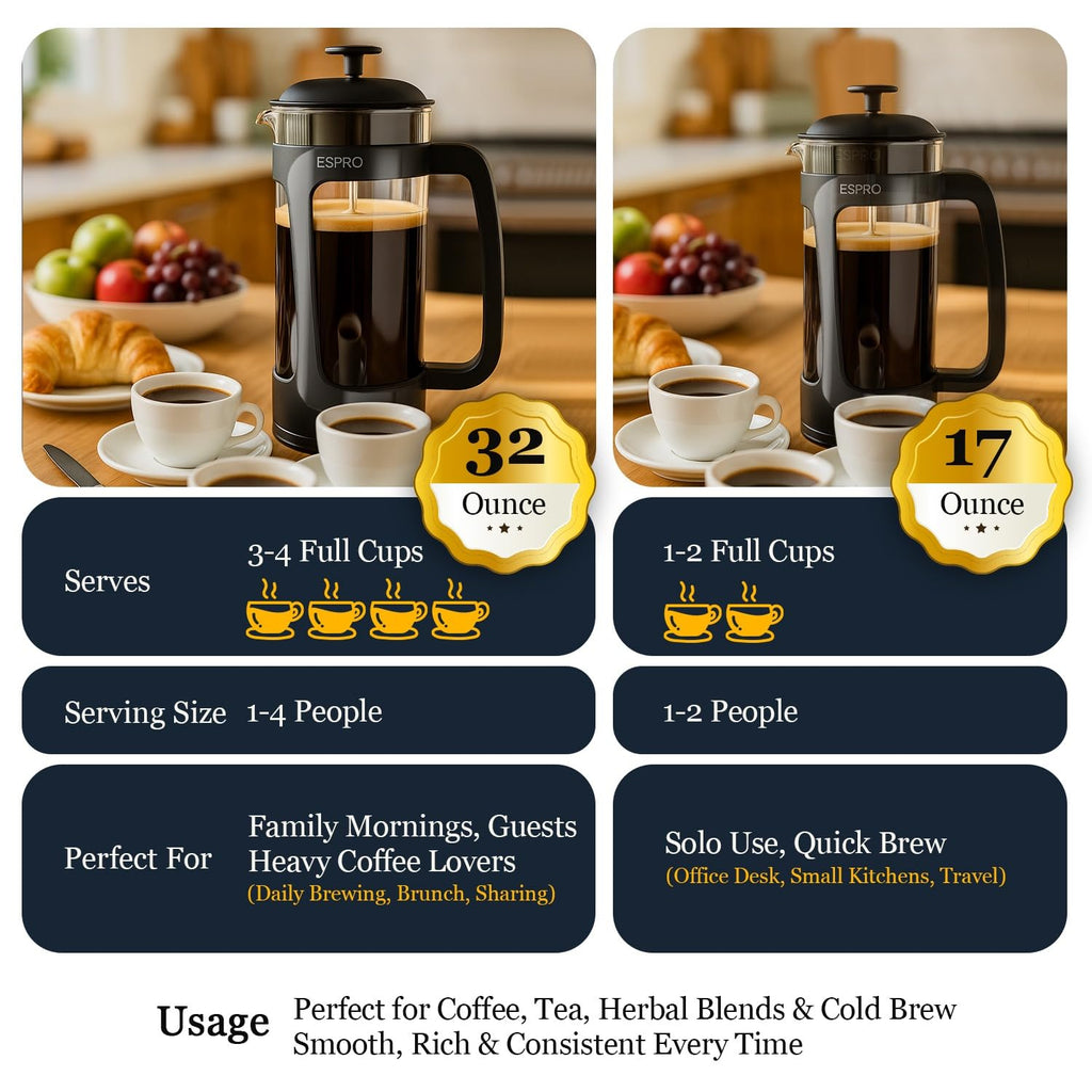 Black 17oz French Press Coffee Maker L759
