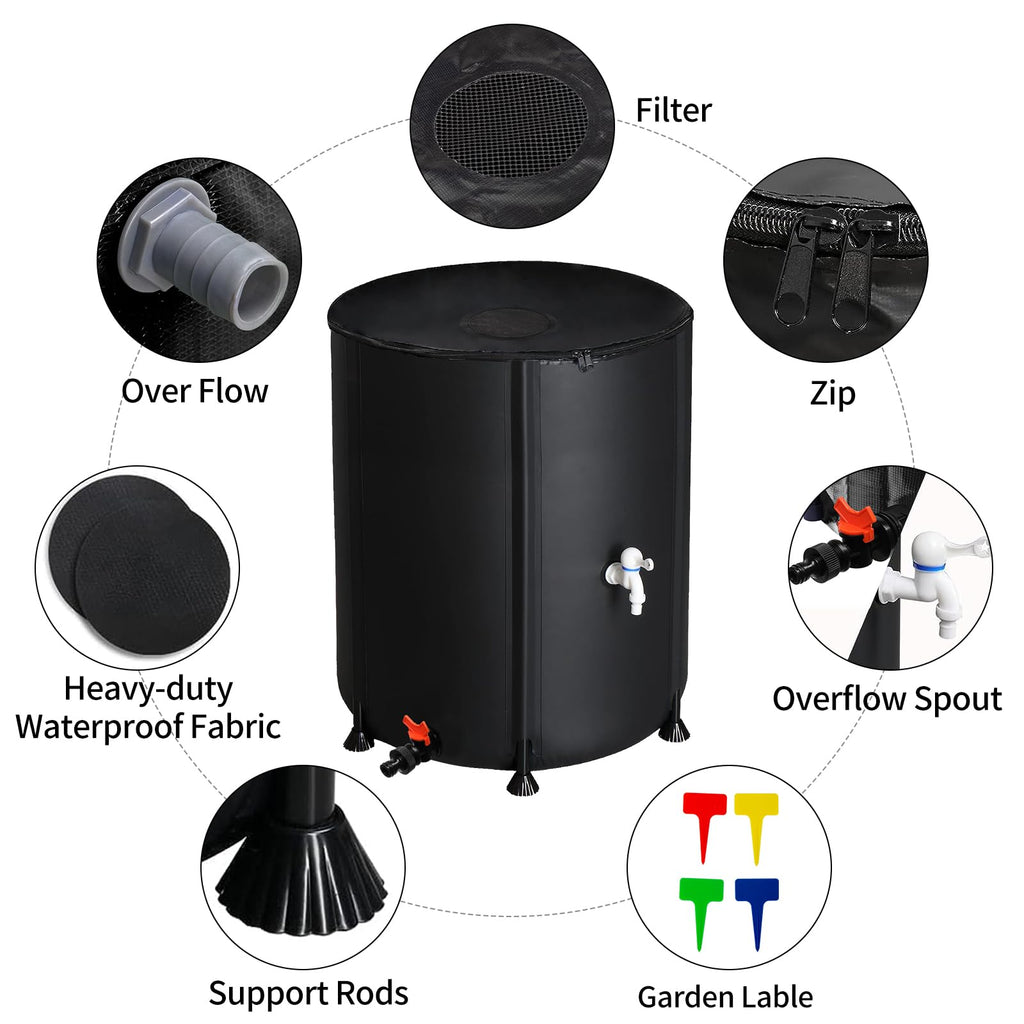 Collapsible 50 Gallon Rain Barrel with Spigot P94432