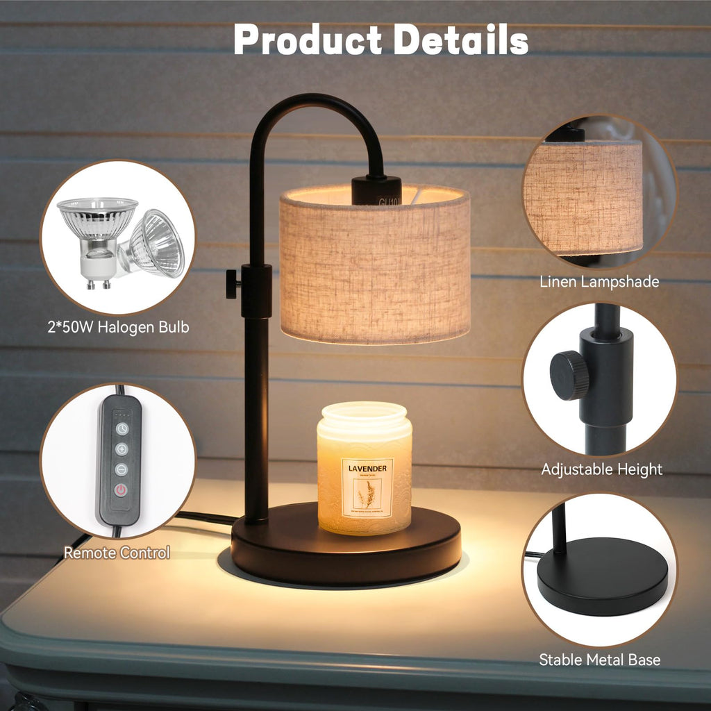 Candle Warmer Lamp with Timer, Adjustable Height D2217