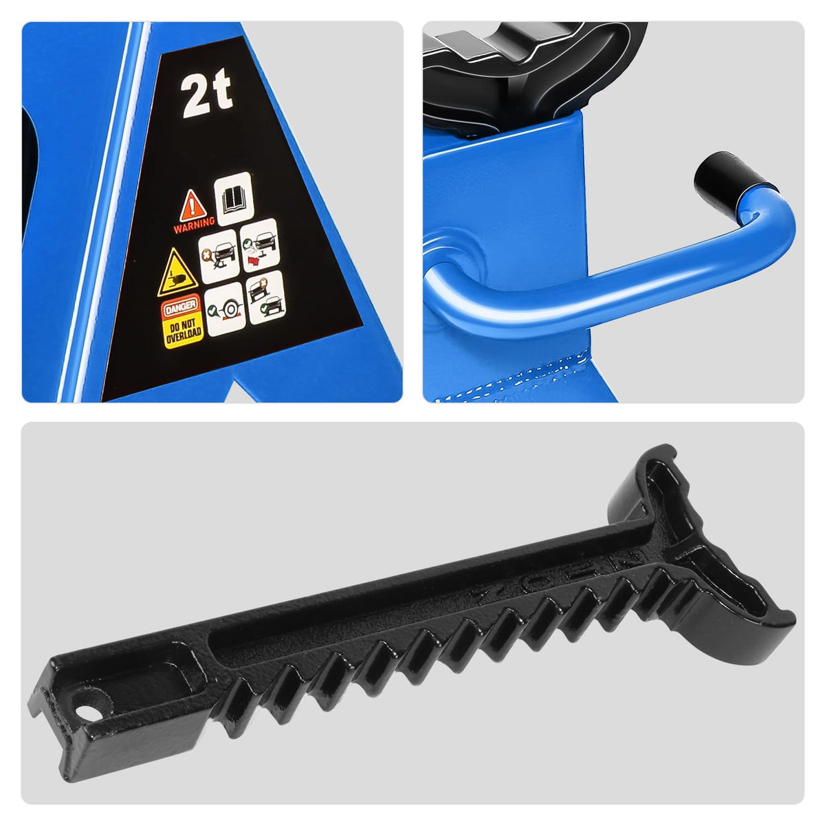 Low Profile Hydraulic Trolley Floor Jack with 2 Ratchet Jack Stands, 2 Ton Capacity, Blue L78748