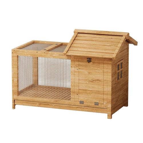 2-Story Wooden Rabbit Hutch & Chicken Coop on Wheels N44875