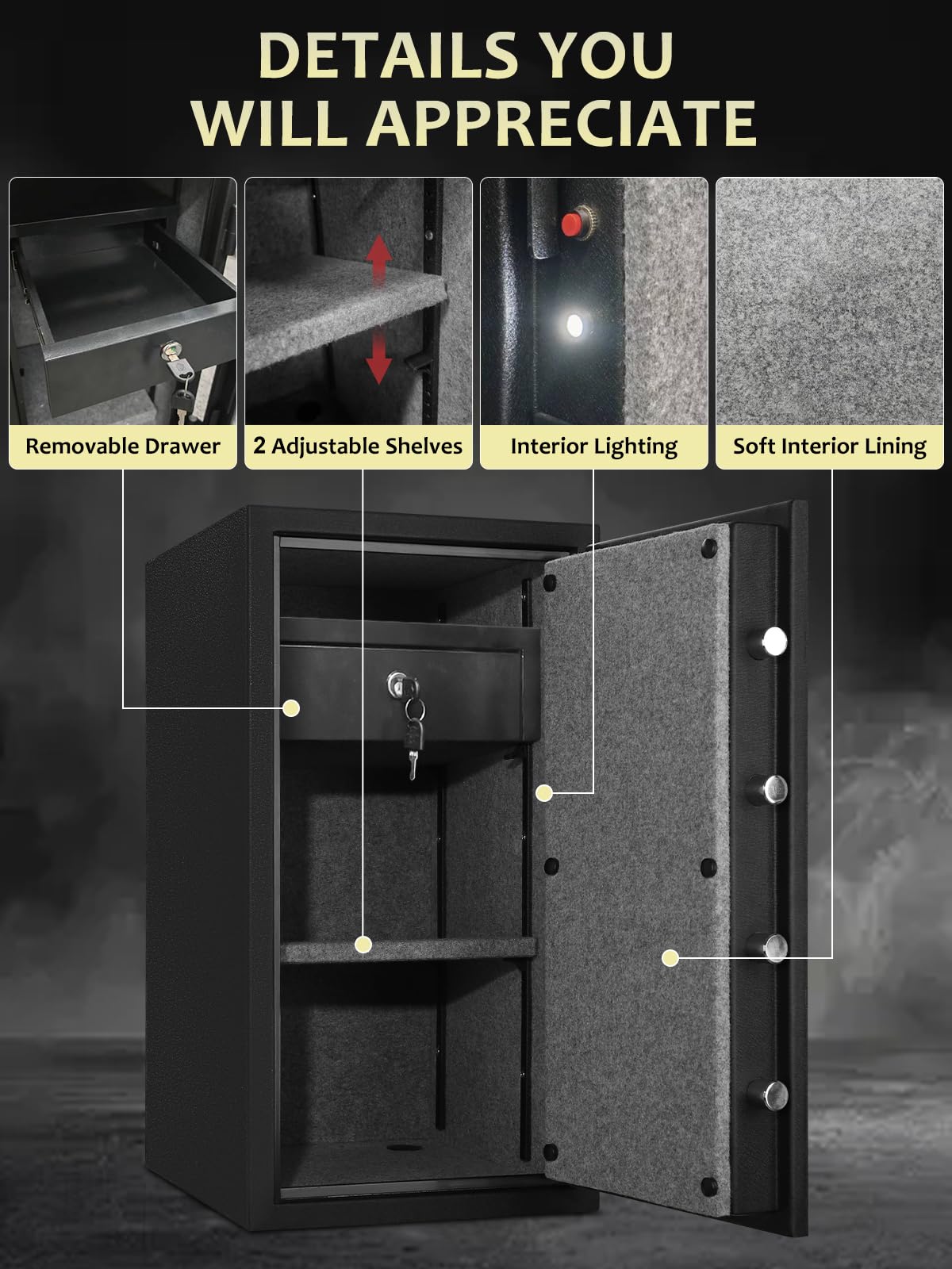 Fireproof Safe Box with Drawer, 3.47 Cu Ft Y50463