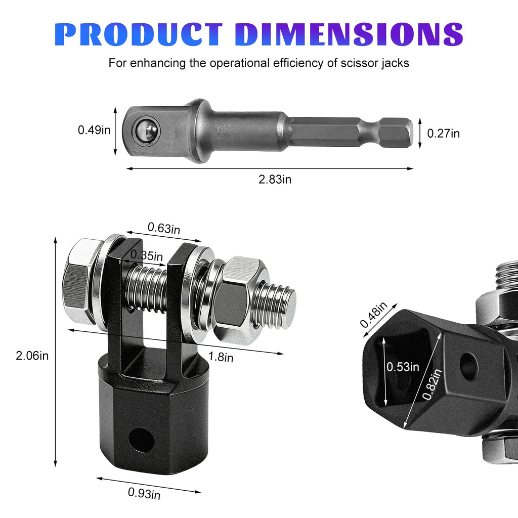 Scissor Jack Drill Adapter for 1/2 Inch Impact Wrench F45491
