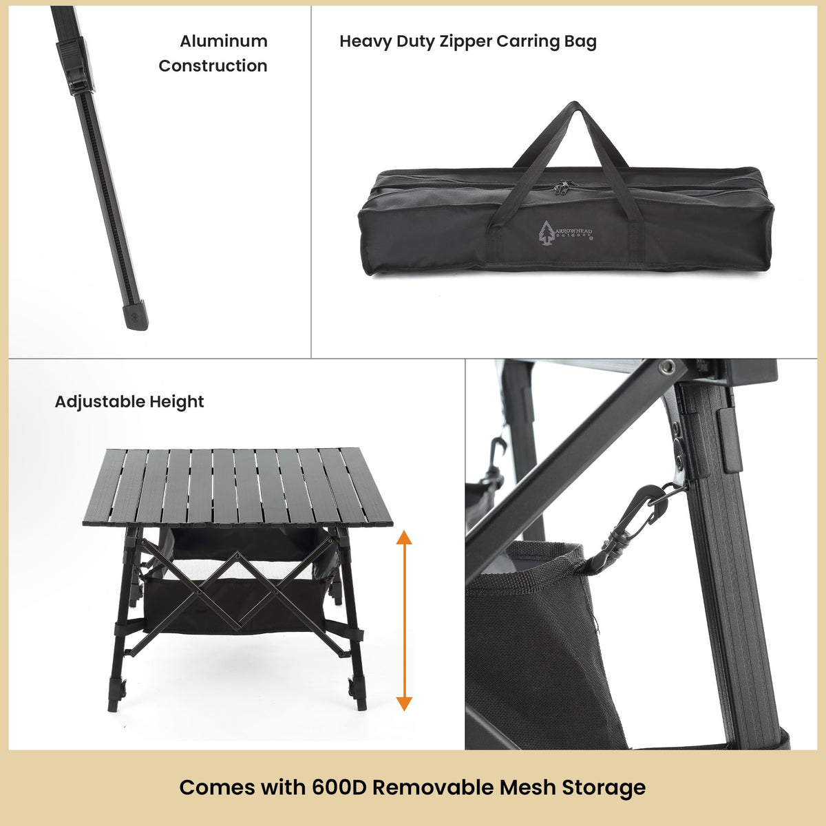 39 in Aluminum Folding Camp Table J77117