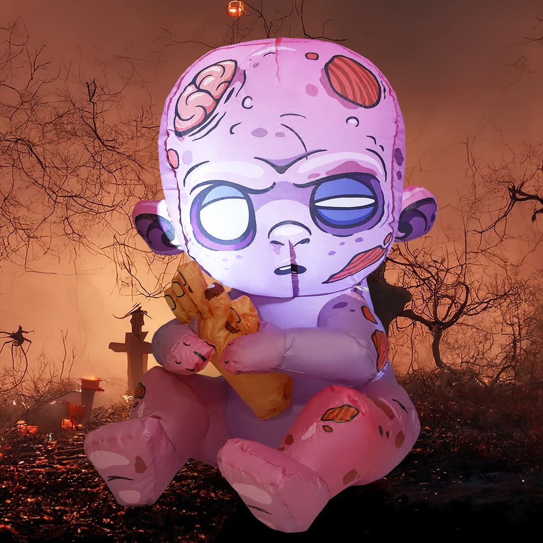 3 FT Halloween Inflatables Zombie with Built-in LEDs F24956