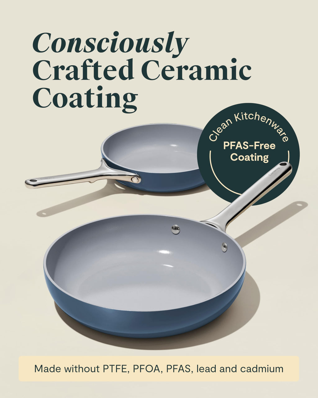 Non-Stick Ceramic Coated Fry Pan Trio, 8", 10.5", & 12" D208