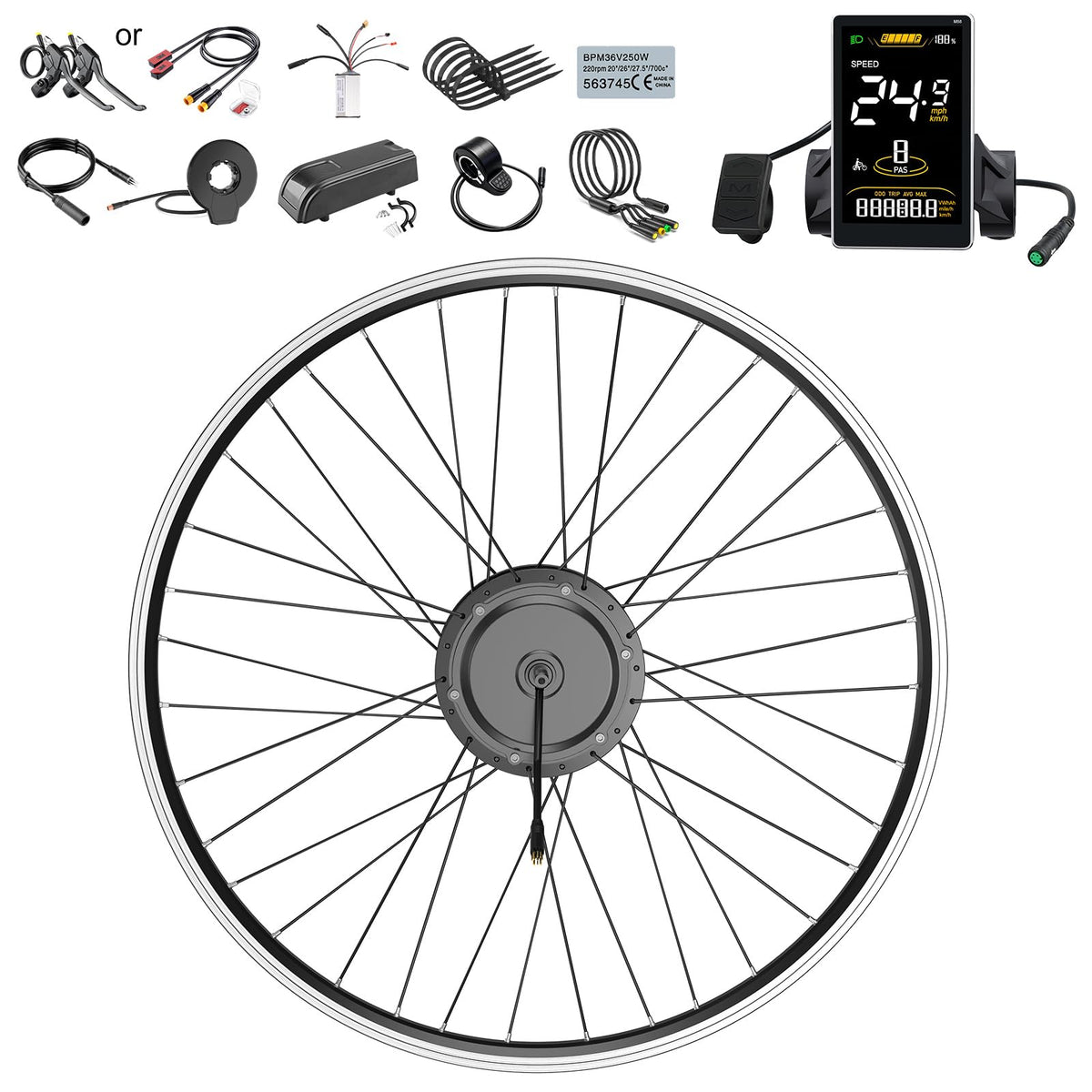 48V 500W Front Hub Motor Ebike Conversion Kit H17016