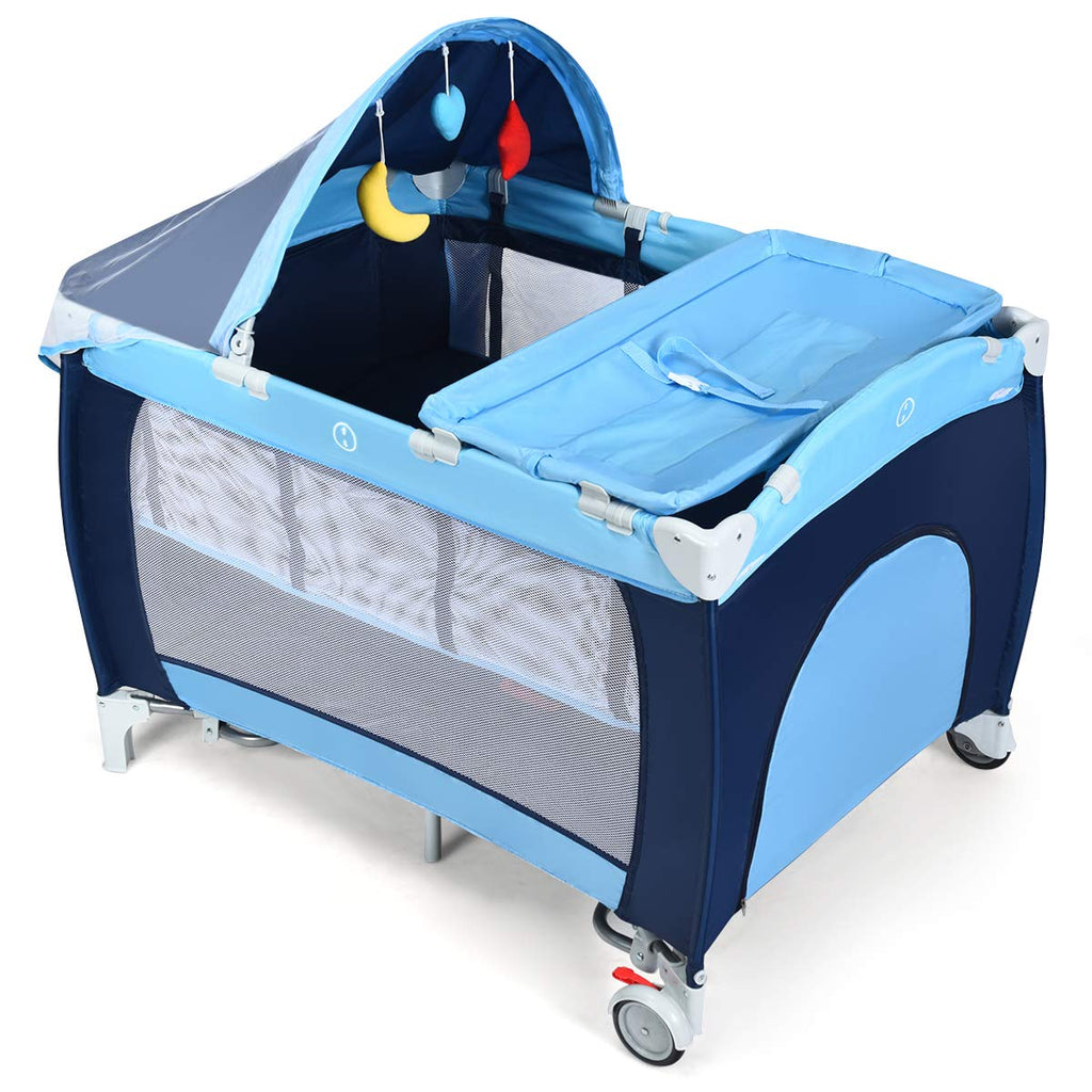 4-in-1 Portable Baby Playard with Bassinet and Changing Table S1708