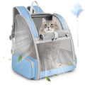 Blue Collapsible Cat Backpack Carrier with Mesh O52376