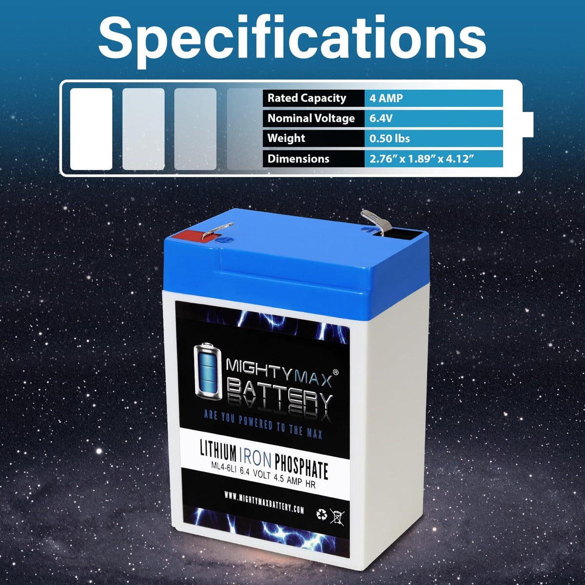 6V 4.5AH Lithium Replacement Battery V5567