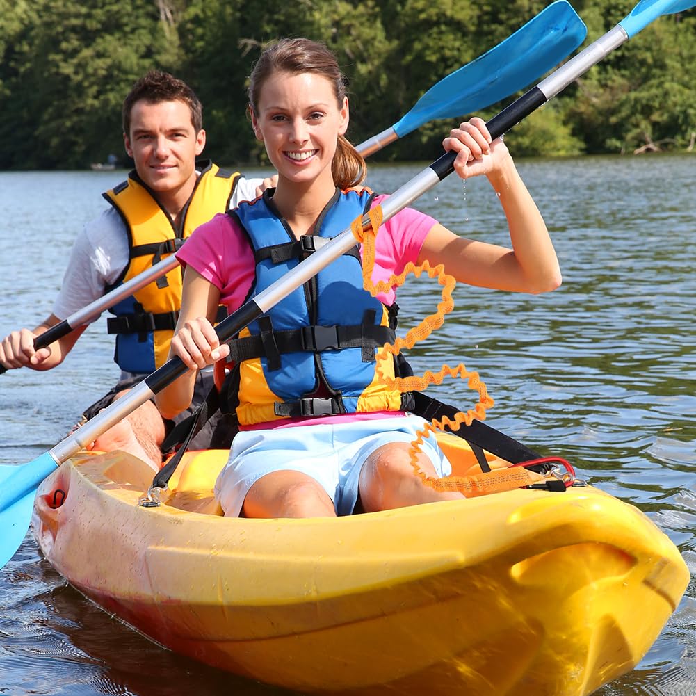2-Pack Kayak Paddle Leash, 5-7 FT Stretchable Coiled Lanyard with Carabiner M8738