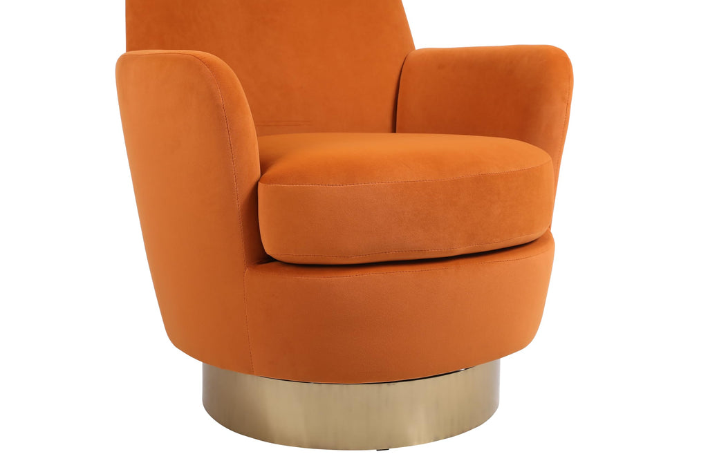Orange Velvet Swivel Tufted Armchair I526140