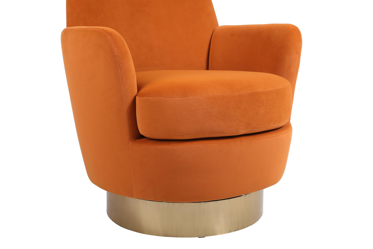 Orange Velvet Swivel Tufted Armchair I526140