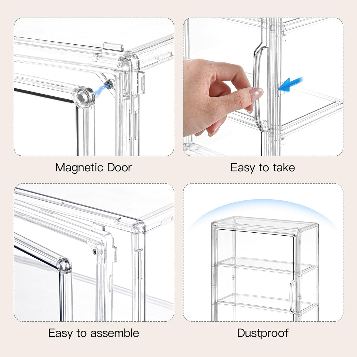 3 Tier Clear Acrylic Display Case with Magnetic Door C5108