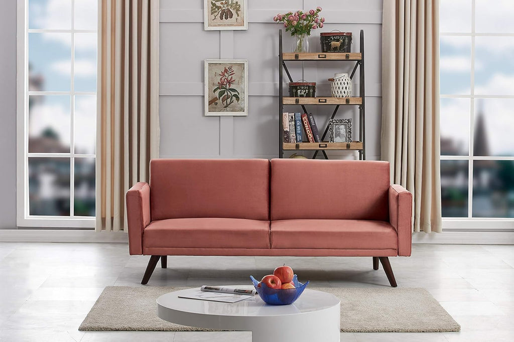 72 Inch Velvet Convertible Futon Sofa Bed with Reclining Backrest K619470