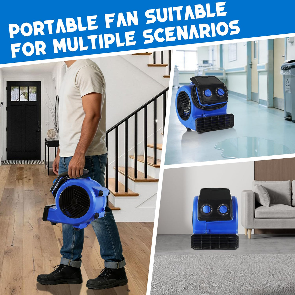 1/4HP 600CFM 3 Speeds Air Mover Fan U6176