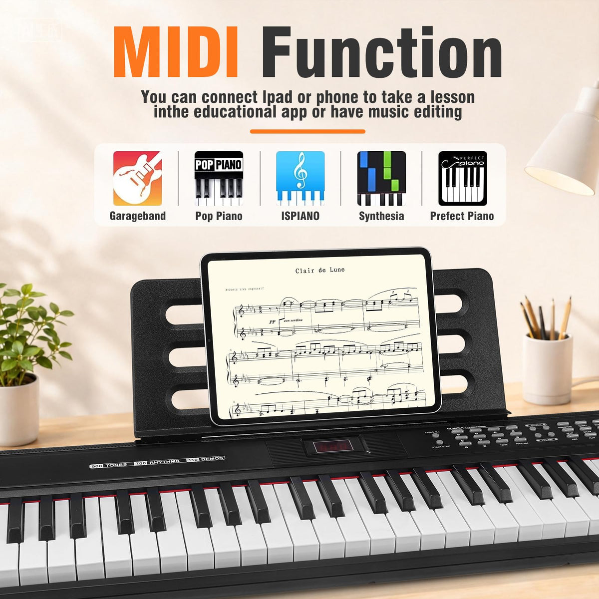 88 Key Semi Weighted Digital Piano with Stand K6457