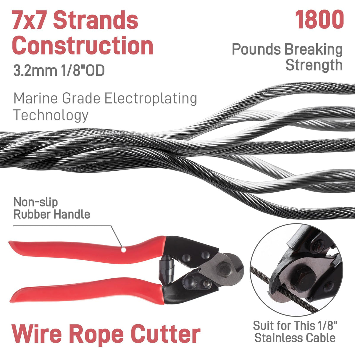 Black 1/8" Stainless Steel Cable Kit F1596