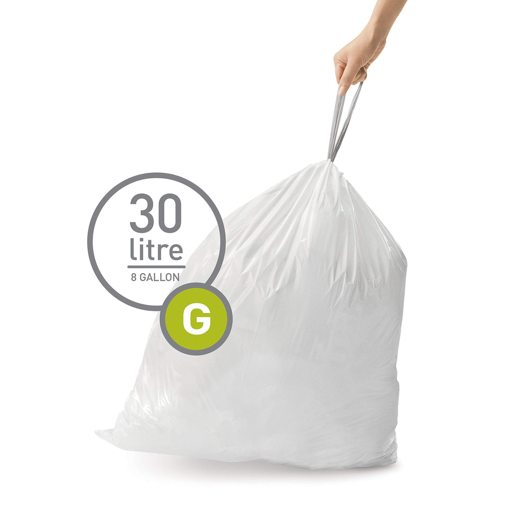 White Drawstring Trash Bags, 100 Count G9831