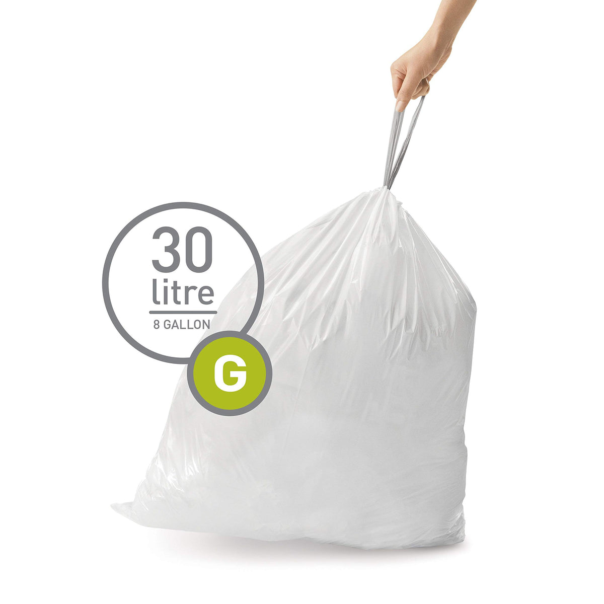 White Drawstring Trash Bags, 100 Count G9831