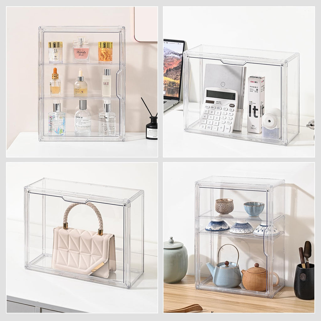 3 Tier Clear Acrylic Display Case with Magnetic Door C5108
