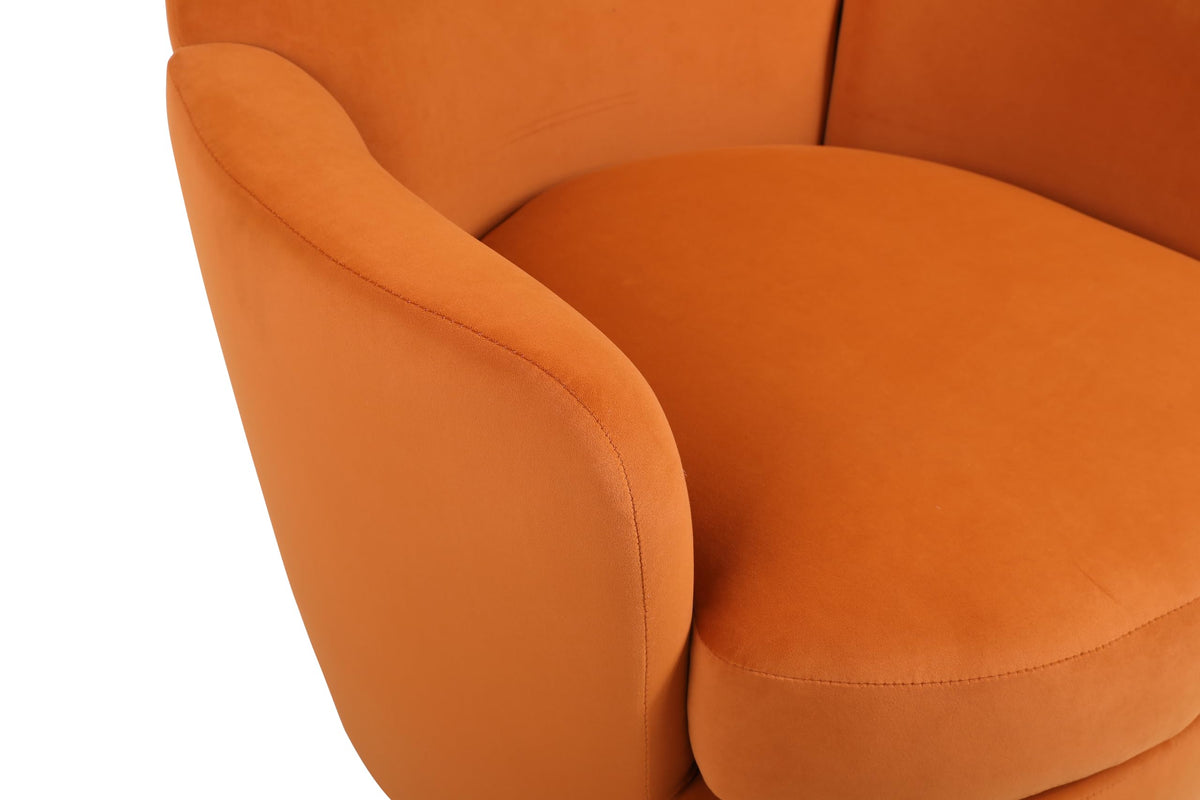 Orange Velvet Swivel Tufted Armchair I526140
