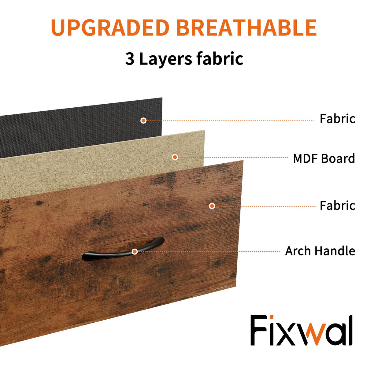 Rustic Brown 7 Fabric Drawer Dresser S8279